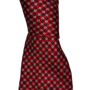 Vintage Polo Ralph Lauren Silk Necktie Mens Red Geometric Designer Tie